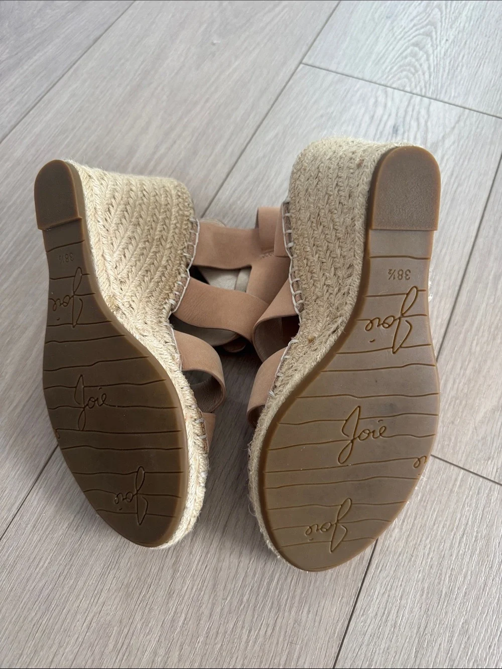 Joie Blush Tan Espadrille Wedge Sandals